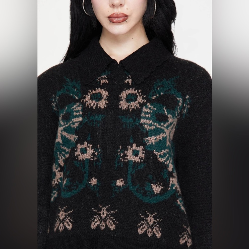 Disturbia Aura Dragon Jacquard Collar Knit Sweater - Picture 2 of 8